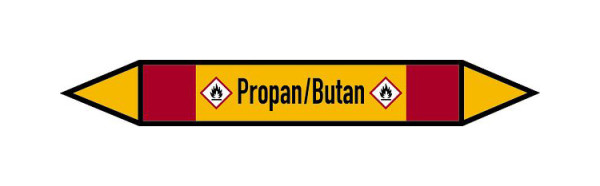 Schilder Klar Rohrleitungskennzeichen Propan/Butan, 33000x120 mm Folie selbstklebend, 101561/87