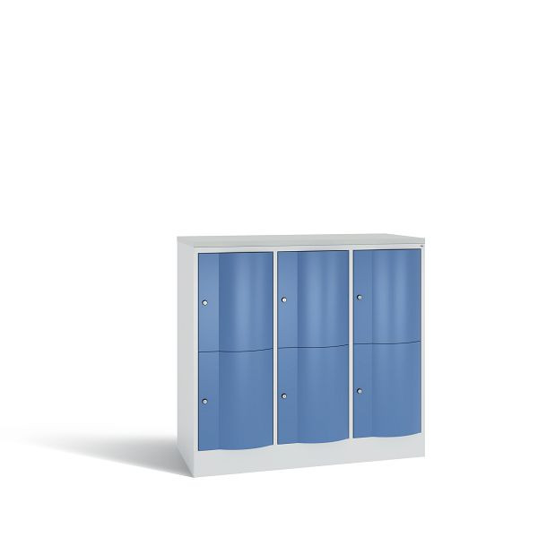 C+P Schließfachschrank Resisto,6 Fächer,H1077xB1148xT540mm,Grau/Fernblau/DBSHellgrau, 8472-372 S10194