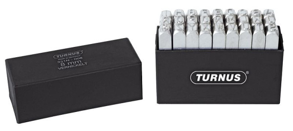 KUKKO Schlagbuchstaben Satz, extra schwere Qualität, glanzvernickelt, 27-teilig, Typenhöhe: 8,0 mm, 331-008