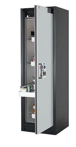 asecos Gefahrstoffschrank Select W-64R, 600 mm, 4 Auszugswannen, Tür grau (rechts), 3007304130088