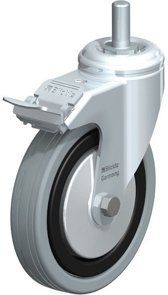Blickle LKRA-VPA 125K-FI-FA-GS12 Apparate-Lenkrolle mit Gewindestift & Feststeller, Vollgummi, Grau, 340596