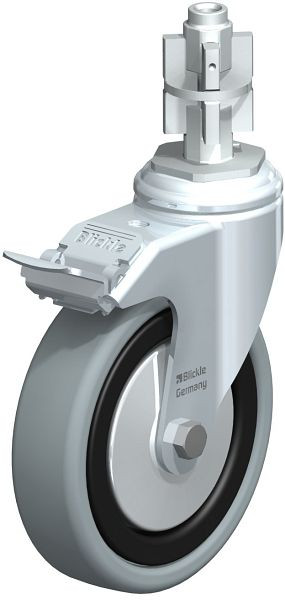 Blickle LKRA-VPA 126K-11-FI-FA-E15 Apparate-Lenkrolle mit Expander & Feststeller, Vollgummi, Grau, 297762