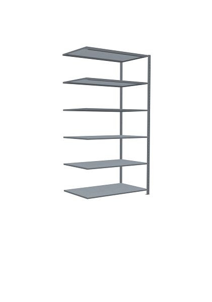 Schulte Anbauregal, Steckregal MULTIplus250, 2500 x 1300 x 800 mm, 6 Fachböden, Kreuzstrebe, verzinkt, 12986-130