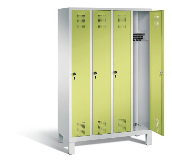 C+P Garderobenschrank Evolo, H1850xB1190xT500mm, Farbe: Lichtgrau / Viridingrün, 48010-40 S10066