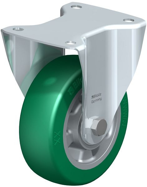 Blickle B-ALST 150K Stahlblech-Bockrolle, mittelschwere Ausführung, mit Anschraubplatte, Blickle Softhane®, Grün, 755946