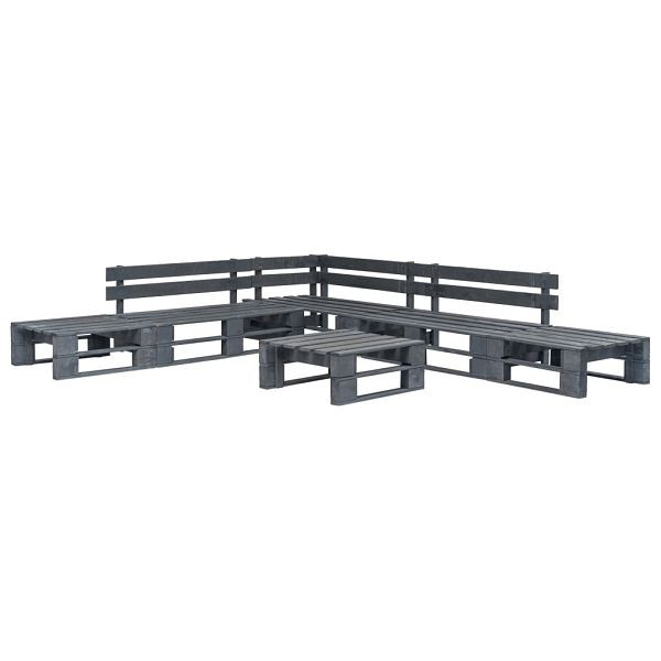 vidaXL 6-teilig Garten-Sofagarnitur aus Paletten Holz Grau, 276318