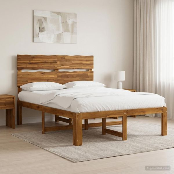 vidaXL Doppelbettgestell mit Kopfteil ROSTOCK Natur 150 x 200 cm, 3405489