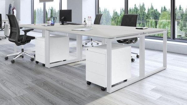 Deskin Tisch CELSUS, Platte Dekor Lichtgrau, Gestell Alusilber, B 1600 x T 800 x H 700 mm, 349057