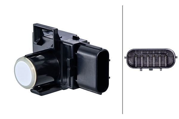 HELLA Sensor, Einparkhilfe, viereckig, 6-polig, gesteckt, lackierbar, 6PX 358 141-871