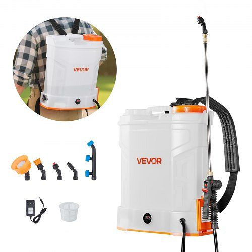 VEVOR Akku-Sprühgerät, 12 L, elektrischer Rückensprüher, 2 Stäbe, 5 Düsen, 0–6 bar, 2 Std. Laufzeit, für Garten/Rasen, DDBBPWQBCPPPMP4K3001V2