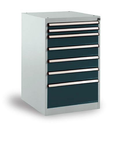 Manuflex Schubfachschrank BASETEC Stationär, Nutzhöhe 700 mm mit 7 Schubfächern, in anthrazit RAL 7016, SP1130.7016
