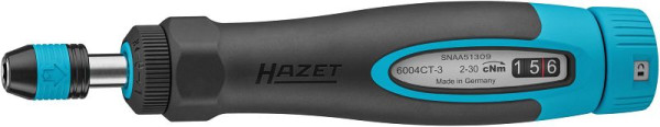 Hazet Drehmomentschraubendreher mit Standardgriff 6004CT-3, Drehmomentbereich min-max: 0.02 – 0.3 Nm, 6004CT-3