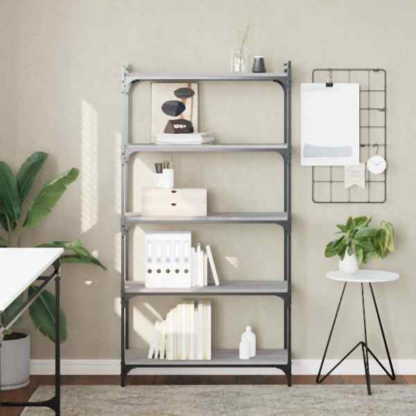 vidaXL Bücherregal 5 Böden Grau Sonoma 80x30x154 cm Holzwerkstoff, 837680
