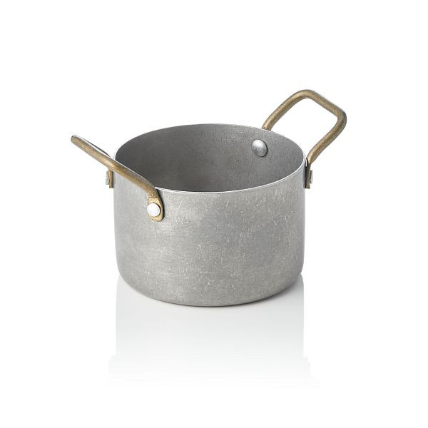 WAS Serviertopf STEEL & STYLE, mit 2 Messinggriffen, 310 ml, Ø 9 cm, vintage, Messing, PVD, Chromnickelstahl, 2046009