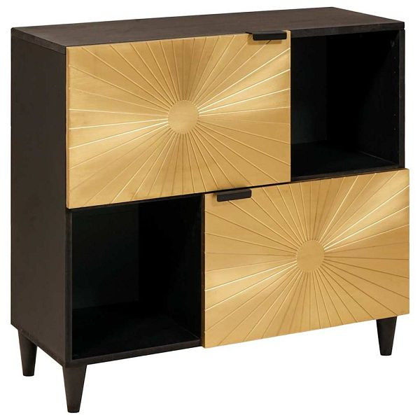 vidaXL Beistellschrank mit Speicher Schwarz und Gold 80 x 33,5 x 75 cm, 4017855