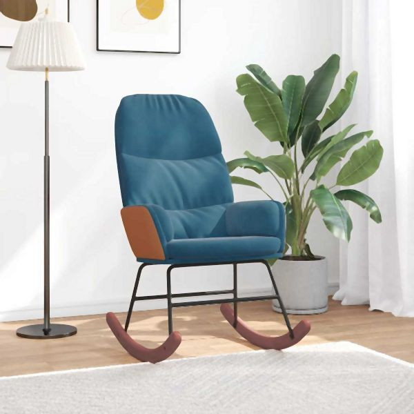vidaXL Schaukelstuhl Blau Samt, 70 x 79 x 105 cm (B x T x H), 4102631, 8721158559524