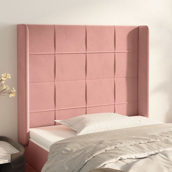 vidaXL Kopfteil mit Ohren Rosa 83x16x118/128 cm Samt, 3119615