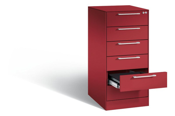 C+P Karteischrank Asisto, H1010xB440xT600mm, Farbe: Rubinrot, Bügelgriff, 146245-622 S10016