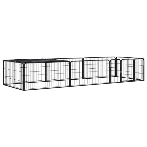 vidaXL 8-teilig Hundelaufstall Schwarz 100x50 cm Stahl Pulverbeschichtet, 3115976