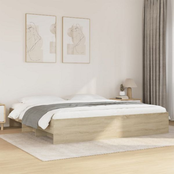 vidaXL Bettgestell Sonoma-Eiche 180x200 cm Holzwerkstoff, 3295634