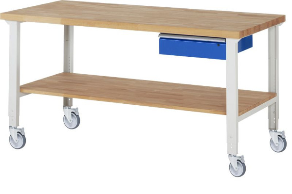RAU Fahrbare Werkbank (höhenverstellbar) 7001A7, 2000x900x950-1000mm, 4 Lenkrollen, 05-7001A7-209B4H4.11
