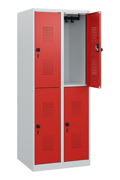 C+P Doppelstöckiger Spind Evolo PLUS, 4 Fächer, 1530x600x500mm, 7035/3020, Drehriegel, 0493005-20 S10005