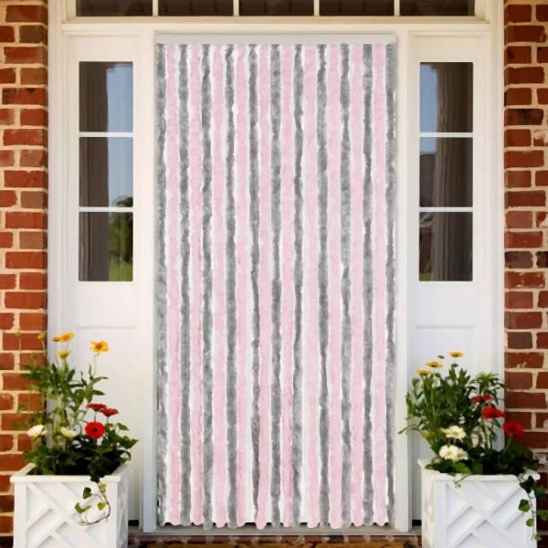 vidaXL Fliegenvorhang Silbergrau und Rosa 90x200 cm Chenille, 377362