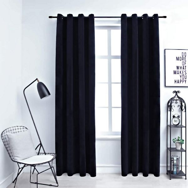 vidaXL Verdunkelungsvorhänge mit Ösen 2 Stück Samt Schwarz 140x245 cm, 134490