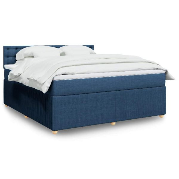 vidaXL Boxspringbett mit Matratze Blau 180x200 cm Stoff, 3289855
