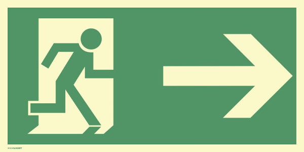 Moedel Rettungsweg rechts, Kunststoff, langnachleuchtend, 160-mcd, 400x200 mm, 60496