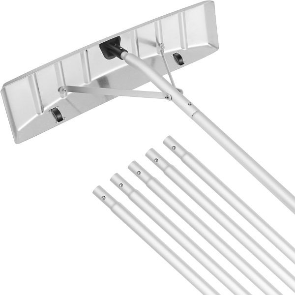 VEVOR Schneeschaufel Dach 64 cm, Einstellbereich 1,52 bis 6,4 m, aus Aluminium und ABS Schaufel, mit Schutzrädern, rutschfester Griff, WDP21YCGBSLHB0E8EV0