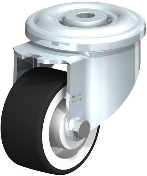 Blickle LKR-POTH 75R Stahlblech-Lenkrolle, schwere Ausführung, mit Rückenloch, Thermoplastisches Polyurethan, Grau, 646547