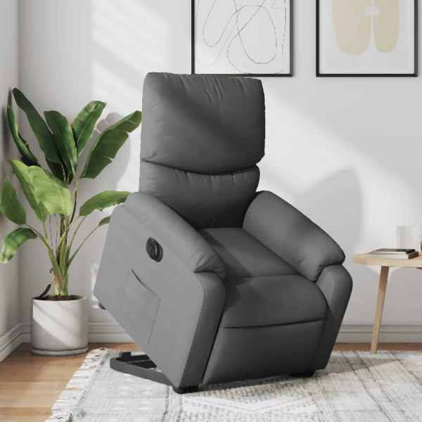 vidaXL Relaxsessel mit Aufstehhilfe Elektrisch Dunkelgrau Stoff, 3204849