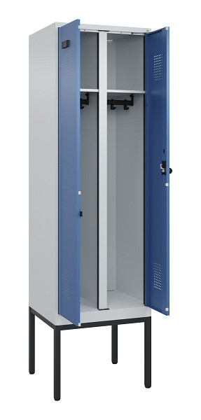 C+P Schwarz-Weiß-Spind Evolo PLUS, Gestell, 2 Abteile, 2120x600x500mm, 7035/5023, Drehriegel, 0490327-20 S10008