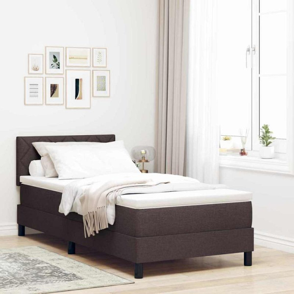 vidaXL Boxspringbett mit Matratze Dunkelbraun 90 x 200 cm Stoff, 3338737
