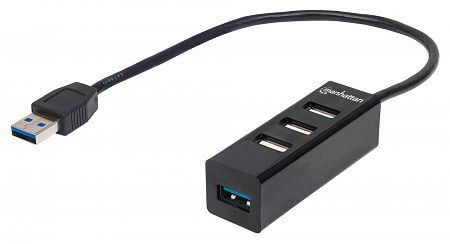 MANHATTAN USB 3.0/USB 2.0 Kombo-Hub, Stromversorgung über USB, schwarz, 163828