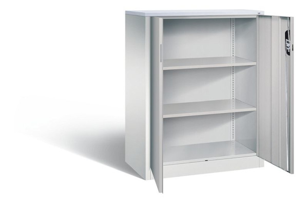 C+P Büroschrank Acurado, H1200xB930xT500mm, Farbe: Lichtgrau / Weißaluminium, Muldengriff, 3 OH, 9287-1200 S10235