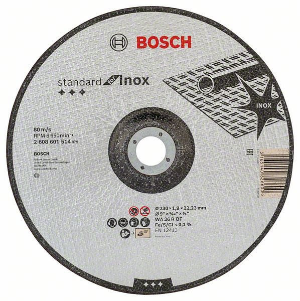 Bosch Trennscheibe gekröpft Standard for Inox WA 36 R BF, 230 mm, 1,9 mm, VE: 25 Stück, 2608601514