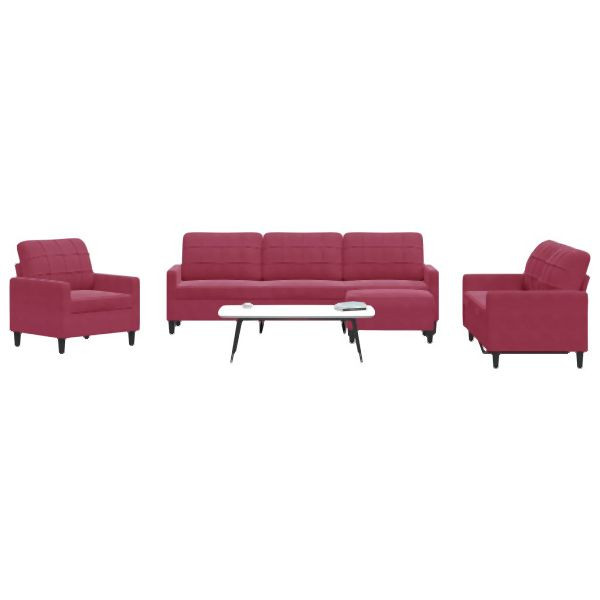 vidaXL 4-teilig Sofagarnitur mit Kissen Weinrot Samt, 3278445