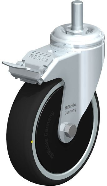 Blickle LKRA-PATH 126K-FI-ELS-FK-GS12 Apparate-Lenkrolle mit Gewindestift & Feststeller, Thermoplastisches Polyurethan, Grau, 848870