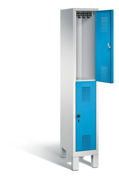 C+P Spind doppelstöckig Evolo, H1850xB320xT500mm, Farbe: Lichtgrau / Lichtblau, 48310-10 S10036