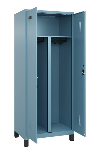 C+P PSA Schwarz-Weiß-Spind Evolo PLUS, mit Füßen, 2 Abteile, 1950x800x500mm, 00, Zylinderschloss, 049012-22P S10048
