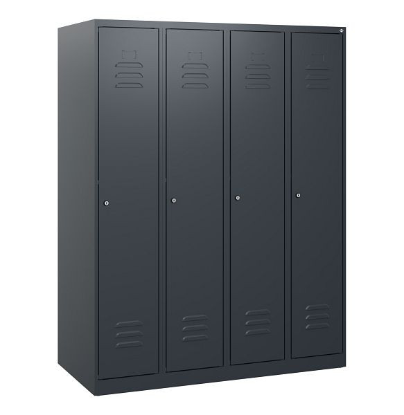 C+P Umkleidespind Classic PLUS, 4 Abteile, 1530x1200x500mm, 7016/7016, Zylinderschlösser, 0800005-40 S10024