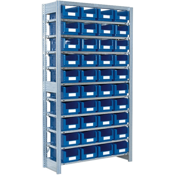 BITO Behälterregal mit 40SK 1849x958x324 Grundfeld verzinkt lose FP, 53041