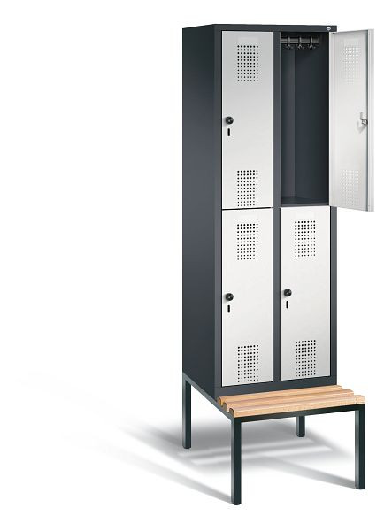 C+P Spind doppelstöckig Evolo, H2090xB610xT815mm, Farbe: Schwarzgrau / Lichtgrau, 48350-20 S10124