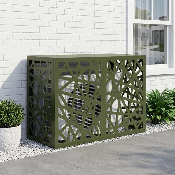 vidaXL Klimaanlagenabdeckung Olivgrün 90 x 40 x 60 cm Stahl, 8014153