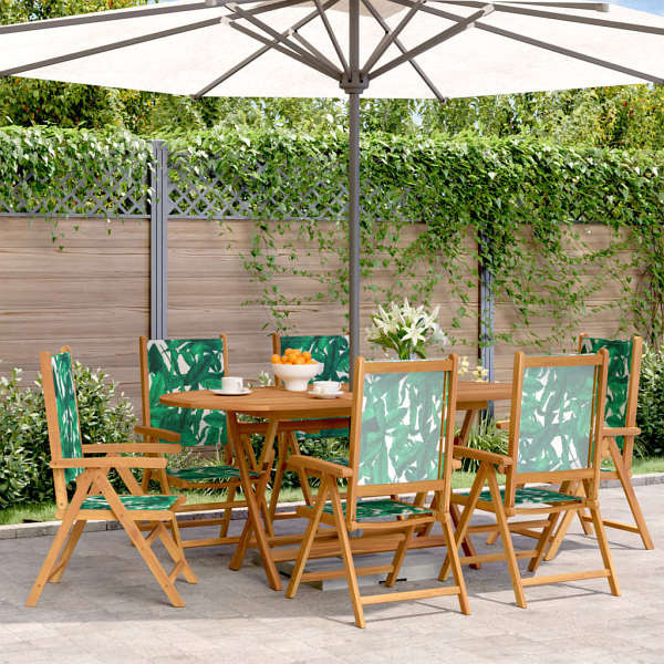 vidaXL Gartenstühle Verstellbar 6 Stück Grün Stoff und Massivholz, 3214551