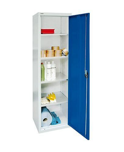 stumpf Flügeltürenschrank Esta, 4 Fachböden verzinkt, Korpus lichtgrau,Tür enzianblau, B 500 mm, H 1800 mm, 251879