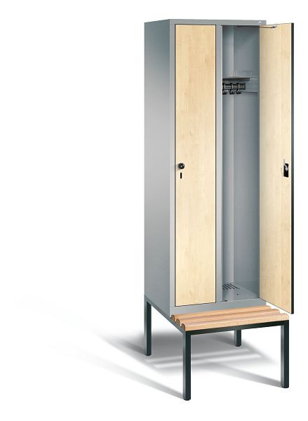 C+P Garderobenschrank Evolo, H2090xB610xT815mm, Farbe: Weißaluminium / Dekor Donau-Ahorn, 48050-20 S10493