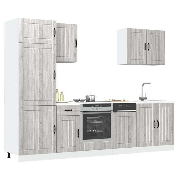 vidaXL 7-tlg. Küchenschrank-Set Kalmar Grau Sonoma Holzwerkstoff, 3314777